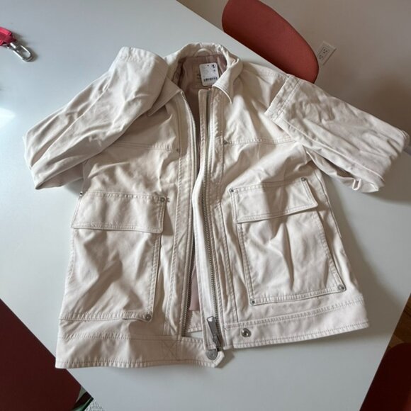 Suede Leather Free People Blair Jacket - Ivory / Cream, vegan - Picture 7 of 12